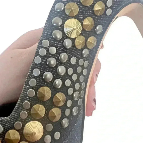 Diesel Kristaly Indigo Heels Denim Studded Stilettos Heels Pumps Size 8.5 US - Picture 6 of 11
